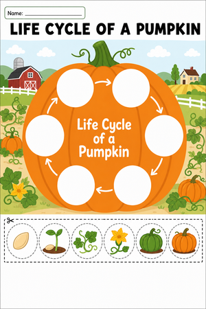 Kindergarten Pumpkin Life Cycle Cut-and-Paste Activity
