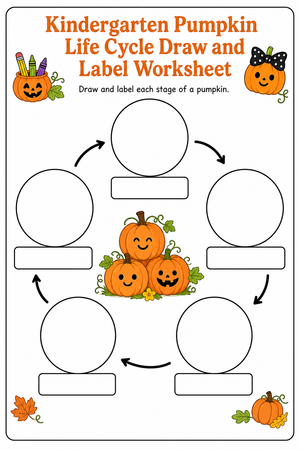 Kindergarten Pumpkin Life Cycle Draw and Label Worksheet