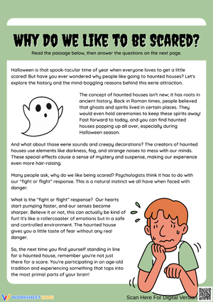 Haunted House Reading Comprehension Worksheet