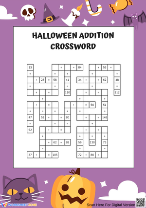 Halloween Math Crossword Puzzle – 2-Digit Addition 