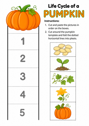 Pumpkin Life Cycle Cut and Paste Worksheet