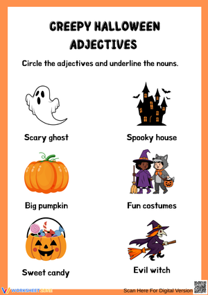 Creepy Halloween Adjectives Worksheet