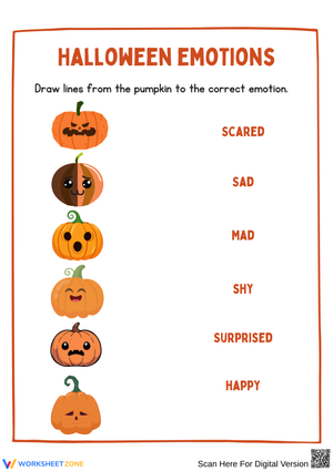 Halloween Emotions Adjectives Worksheet