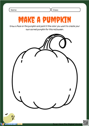 Make a Pumpkin Halloween Drawing Worksheet for Grade 1