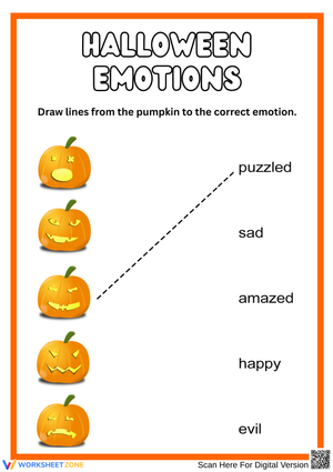 Kindergarten Halloween Emotions Worksheet