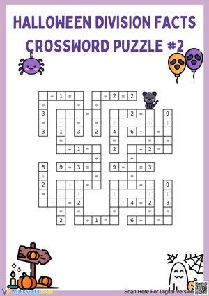 Halloween Division Facts Crossword Puzzle Worksheet