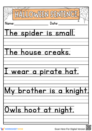 Halloween Sentence Writing Practice Worksheet