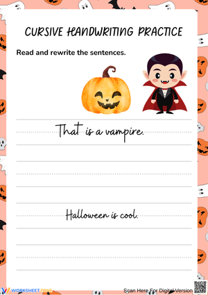 Halloween Cursive Handwriting Practice Worksheet