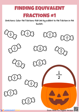 Candy Bucket Fractions Halloween Math Puzzle