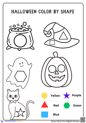 Halloween Color by Shape Worksheet