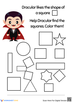 Dracula Square Shape Hunt Worksheet