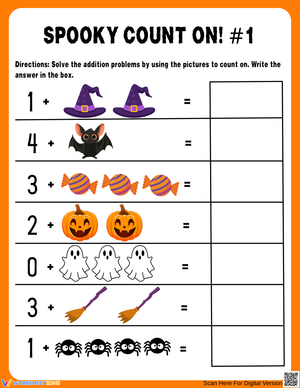 Halloween Spooky Addition and Count On Worksheet
