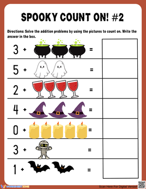 Spooky Count On Halloween Addition Worksheet