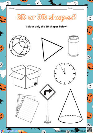 Halloween 2D or 3D Shapes Worksheet