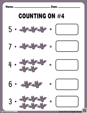 Halloween Addition and Counting On Fun Worksheet