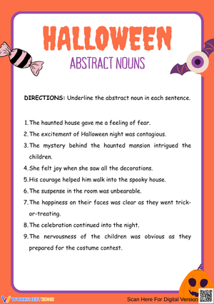 Halloween Abstract Nouns Worksheet - Fun Grammar Practice
