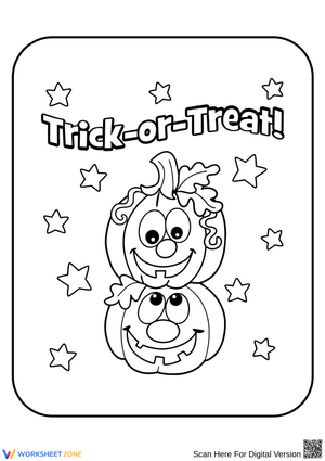 Halloween Trick-or-Treat Greeting Cards Worksheet for Kids