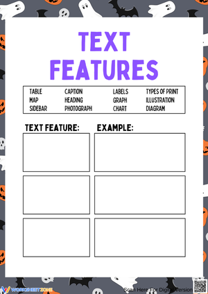 Halloween Text Features Worksheet – Fun Learning