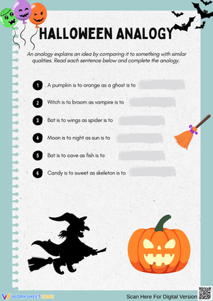Fun Halloween Analogy Worksheet for Kids