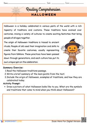 Halloween Traditions Reading Comprehension Worksheet