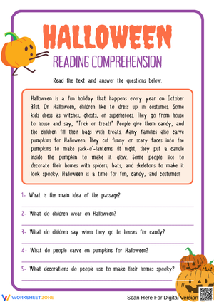 Fun Halloween Reading Comprehension Worksheet