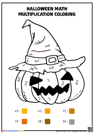 Halloween Multiplication Color by Number for Grade 3