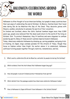 Halloween Reading Comprehension Practice Worksheet