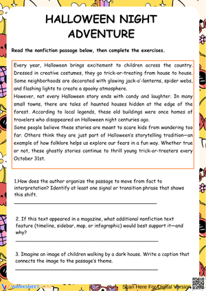 Halloween Reading Comprehension – Halloween Night Adventure