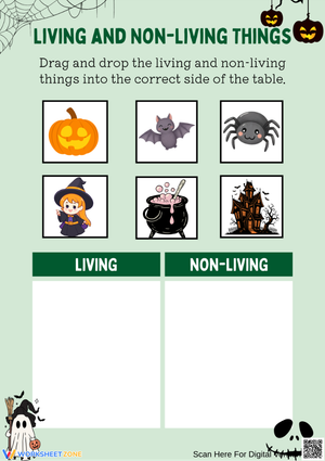 Halloween Living and Non-Living Things Worksheet