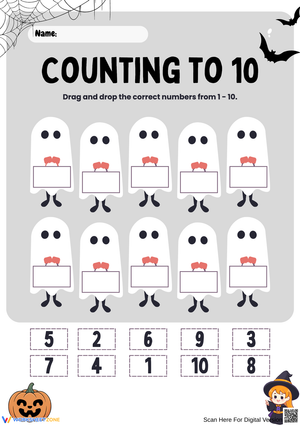 Halloween Ghost Counting to 10 Worksheet