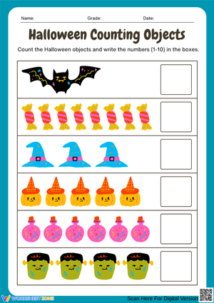 Fun Halloween Counting Objects Worksheet