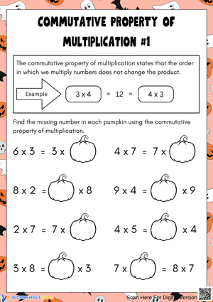 Halloween Commutative Property of Multiplication Worksheet