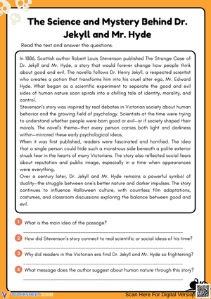 Main Idea Worksheet – Dr. Jekyll and Mr. Hyde