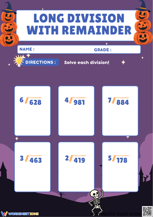 Halloween Long Division – Practice Division with Remainders