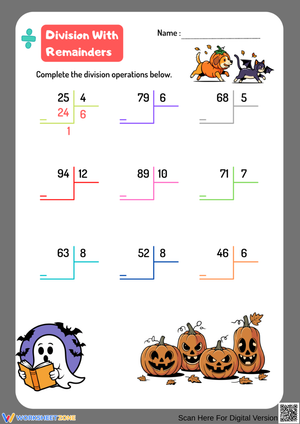 Fun Halloween Division Worksheet – Practice Remainders