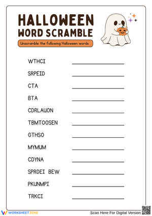 Halloween Word Scramble – Fun Vocabulary Activity for Kids
