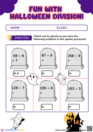 Halloween Division Worksheet – Fun Math with Remainders