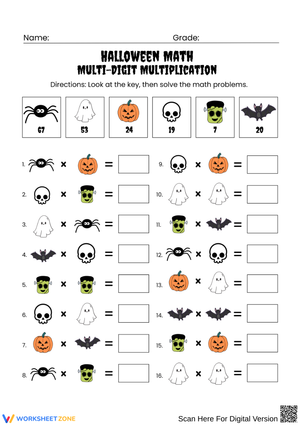 Halloween Math Worksheet – Multi-Digit Multiplication Practice