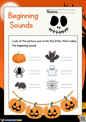 Halloween Phonics Worksheet – Identify Beginning Letter Sounds
