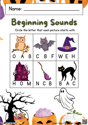 Halloween Phonics Worksheet – Circle the Beginning Sounds