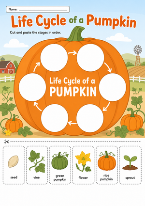 Life Cycle of a Pumpkin – Cut and Paste Science Worksheet