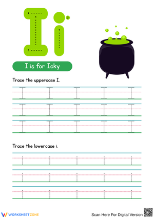 Halloween Letter I Handwriting Worksheet – I is for Icky