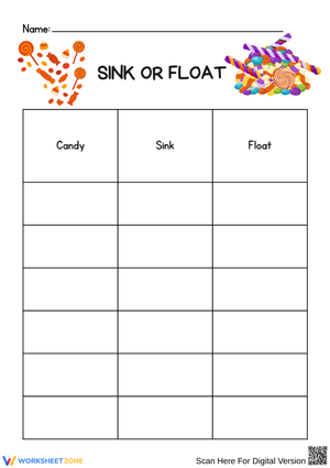 Candy Sink or Float – Halloween Science Experiment Worksheet