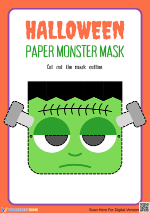 Halloween Paper Monster Mask Craft (Color & Cut)