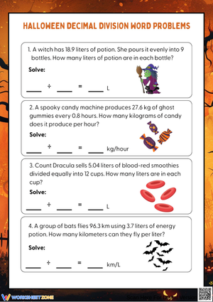 Halloween Decimal Division Word Problems – Spooky Math Practice