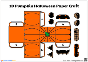 3D Pumpkin Halloween Paper Craft Printable