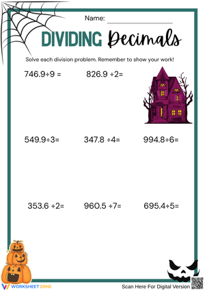 Dividing Decimals – Halloween Math Practice