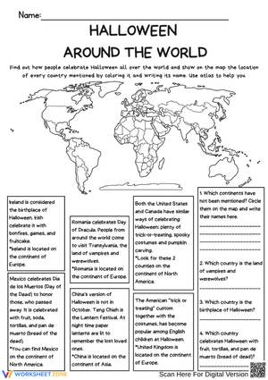 Halloween Around the World Worksheet – Global Celebrations and Geography