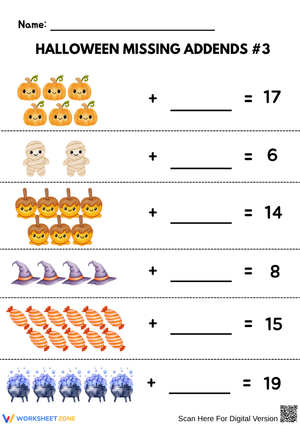 Halloween Missing Addends Worksheet – Fun Halloween Addition Worksheet