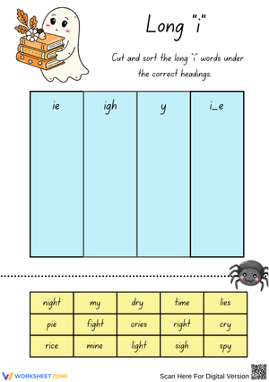 Long I Vowel Words Sorting Worksheet